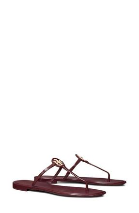 Tory Burch Mini Miller Jelly Thong Sandal in Dark Raspberry /Gold at Nordstrom, Size 12