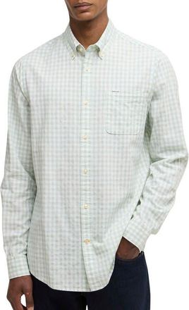 Barbour Kanehill Tailored Fit Gingham Button-Down Shirt in Sea Green at Nordstrom, Size Xx-Large