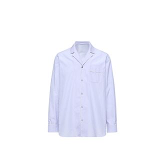 Moncler Moncler Fil-&agrave;-fil Cotton Long Sleeve Shirt, Men, Blue, Size: Xxl