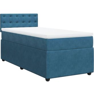 vidaXL Cama Box Spring Con Colch&oacute;n Terciopelo Azul 90x190 Cm Vidaxl