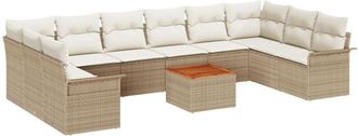 vidaXL Garden Sofa Set 11 pcs Beige Poly rattan Vidaxl
