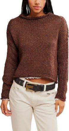 Free People Opal Roll Neck Crop Sweater in Chicory Coffee at Nordstrom, Size X-Large