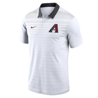 Nike Arizona Diamondbacks Striped Vapor Nike Mens Dri-FIT MLB Polo in White | 00HT064NDQS-B1N