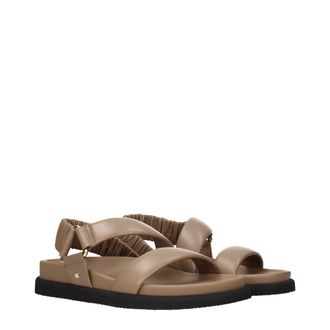 Max Mara Padded Leather Sandals - Brown