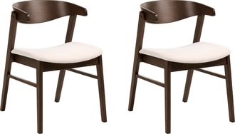 Beliani Conjunto De 2 Sillas De Comedor Estilo Tradicional Asiento Tapizado Marr&oacute;n Oscuro Y Blanco Crema Lilly