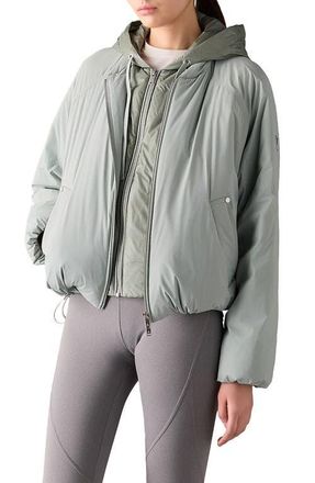 Moose Knuckles Tegan Water Repellent Layered Down Bomber Jacket in Dusty Jade at Nordstrom, Size Medium