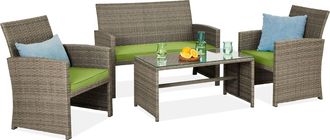 Best Choice Products 4-Piece Outdoor Wicker Patio Conversation Furniture Set w/ Table, Cushions