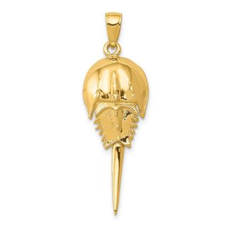 Diamond2Deal 14k Yellow Gold Polished Moveable Horseshoe Crab Pendant