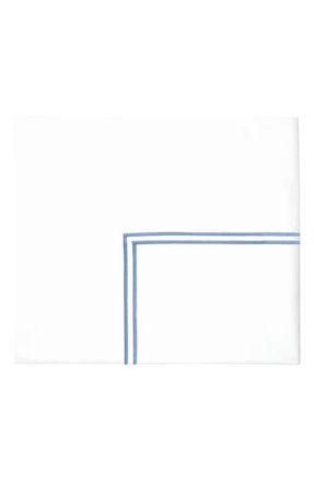 SFERRA Grande Hotel Cotton Flat Sheet in White/Ocean at Nordstrom, Size Full