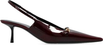 Saint Laurent Burgundy Calfskin Mid Heel Womens Pumps