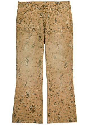 Saint Mxxxxxx Saint Mxxxxxx Dr. Woo Printed Straight-leg Canvas Trousers - Beige - XL