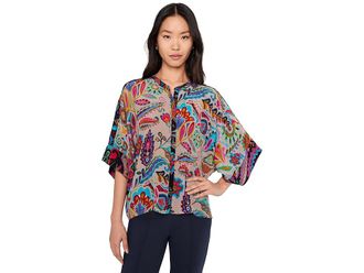 Johnny Was Flow Shrug - Silvana Womens Clothing Beige : SM, Silk