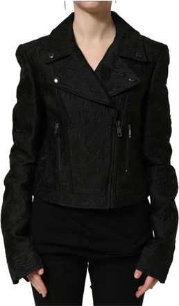 Dolce & Gabbana Biker Blouson Jas - Dames - Blazers - Zwart - S - Katoen - Jassen