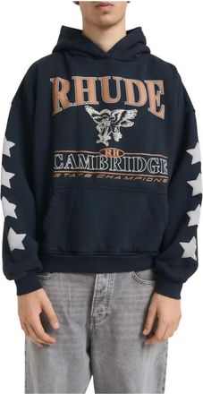 Rhude Hoodies & sweatvesten, Heren, Blauw, L, Katoen, Grijze hoodie met Cambridge State Champs