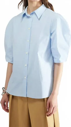 Liviana Conti Pin Stripe Cotton Blouse In Millerighe Light Blue
