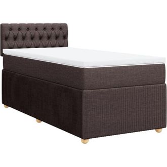 vidaXL Cama Box Spring Con Colch&oacute;n Tela Marr&oacute;n Oscuro 100x200 Cm Vidaxl