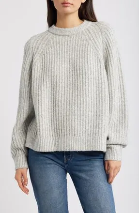 Madewell Rib Cotton Blend Sweater in Hthr Dusk Grey Marl at Nordstrom Rack, Size Xx-Small