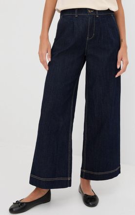 Bonprix Weite Jeans BONPRIX Wide-Leg-Jeans High Waist, Bequembund, Damen, Gr. 38, N-Gr, blau (dunkelblau denim), Obermaterial: 82% Baumwolle, 17% Polyester, 1