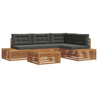 vidaXL Conjunto De Sof&aacute;s De Exterior 5 Pieza Natural Y Antracita Vidaxl