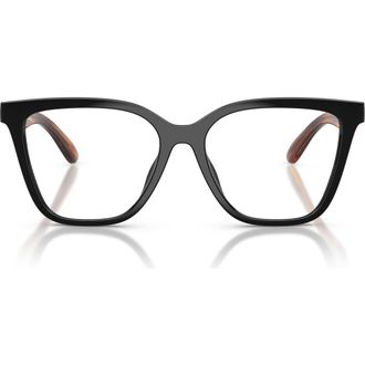 Emporio Armani 54mm Cat Eye Optical Glasses in Shiny Black /Clear at Nordstrom