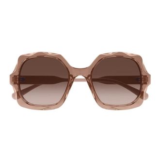 Chlo&eacute; Sunglasses, female, Brown, Size: 53 MM Square Oversized Sunglasses with Delicate Motif