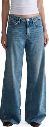 Mavi Siena Wide Leg Jeans in Mid Brushed Light Bl at Nordstrom, Size 29 X 30