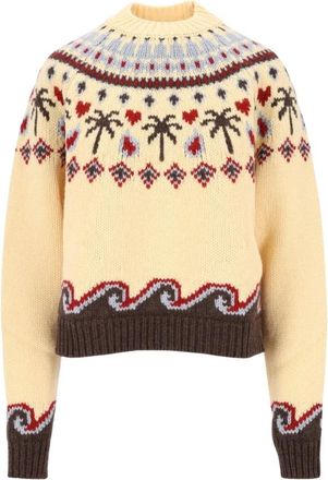 Alanui Sweet Winter Sweater - Dames - Ronde hals truien - Geel - M - Wol - Truien & Vesten