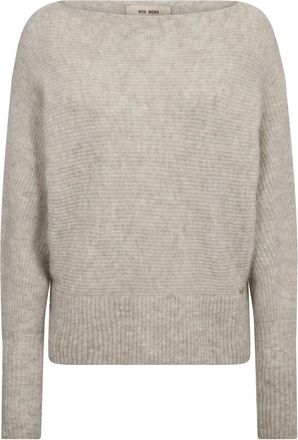 Mos Mosh MMThora V-Neck Knit - Dames - Ronde hals truien - Grijs - M - Wol - Truien & Vesten