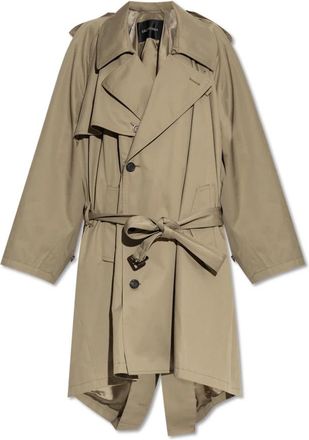 Balenciaga Dubbelrijige trenchcoat met riem - Dames - Trenchcoats - Groen - 2XS - Katoen - Jassen
