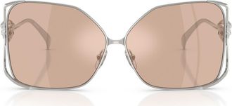 Versace 62mm Oversize Square Sunglasses in Silver /Pink Mirror Silver at Nordstrom