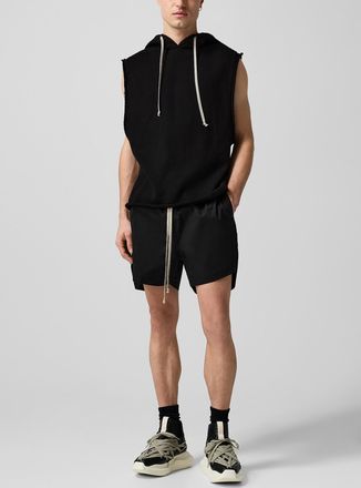 Rick Owens Mens Black crisp fabric short