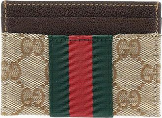 Gucci GG fabric card holder with Web Ribbon Man One Size