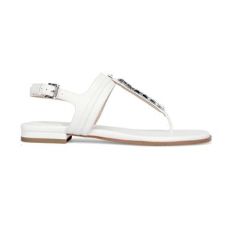 Michael Kors Flat Sandals, female, White, Size: 9 1/2 US Marcia Sandal