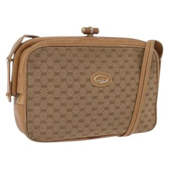 Gucci Pre-owned Vintage Micro Small GG Canvas Shoulder Bag - Dames - Vintage Schoudertas - Beige - ONE Size - Leer - Vintage