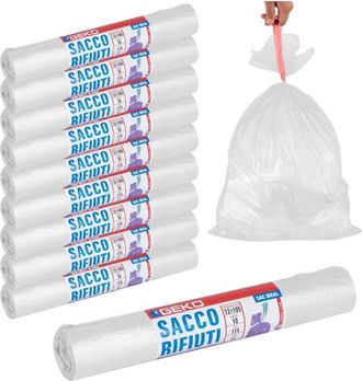 Trade Shop Trade Shop - 10 Rollos De Bolsas Para Sobres De Basura 115lt 72x105 Con Cierre De Correa Blanca 100unds