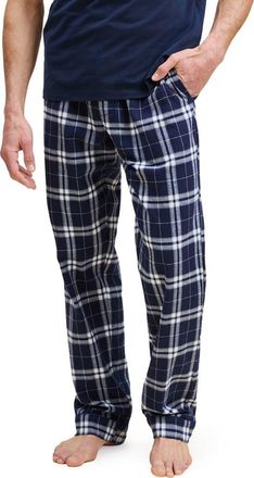 Petite Plume Oxford Tartan Cotton Pajama Pants in Navy at Nordstrom, Size X-Large