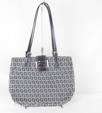 Fendi Zucchino Navy Canvas Tote Bag (Pre-Owned)