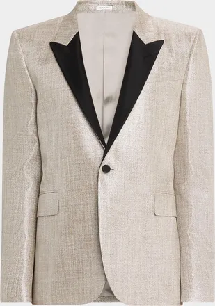 Alexander McQueen Men & apos;s Metallic Effect Peak Lapel Dinner Jacket