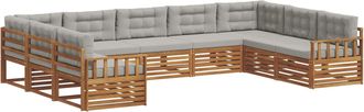 vidaXL Conjunto De Sof&aacute;s De Exterior 9 Uds. Gris Natural Y Claro Vidaxl