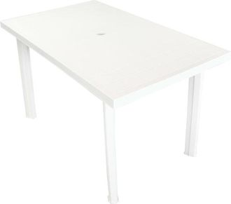 vidaXL Mesa de jardín de plástico blanca 126x76x72 cm vidaXL