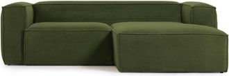 K Home 2,5-Sitzer Ecksofa Cord Klocks mit Chaiselongue - Dunkelgrün