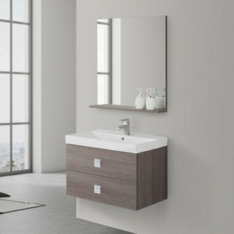 Feridras Mobile da bagno sospeso 75 cm 2 cassetti rovere scuro Bravo 75 Feridras