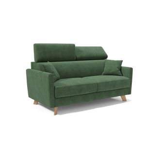 Divani.Store Sof&aacute; cama con reposacabezas ajustables 160 cm verde