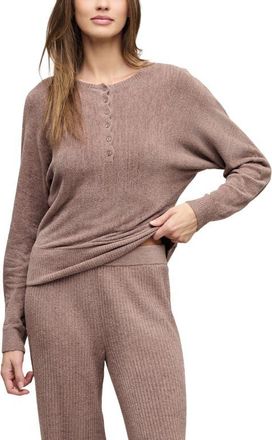 Barefoot Dreams CozyChic Ultra Lite Scallop Dolman Henley in Sable at Nordstrom, Size X-Small