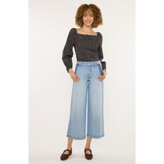 Kancan Lorinne High Rise Crop Wide Leg Jeans in Medium Wash at Nordstrom, Size 24 X 26