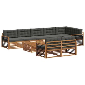 vidaXL Conjunto De Sof&aacute;s De Exterior 9 Pcs Natural Y Antracita Vidaxl