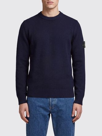 Stone Island Maglia girocollo in lana vergine con patch logo Compass