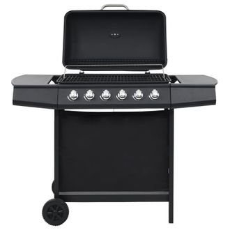 Berkfield Home Gas BBQ Grill with 6 Cooking Zones Steel Black