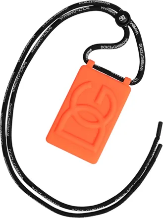 Dolce & Gabbana DG Embossed Rubber Badge Holder - Orange