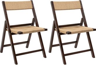 Jonathan Y Designs Kiawah Coastal Modern Woven Seagrass Teak Wood Folding Chair in Dark Brown at Nordstrom